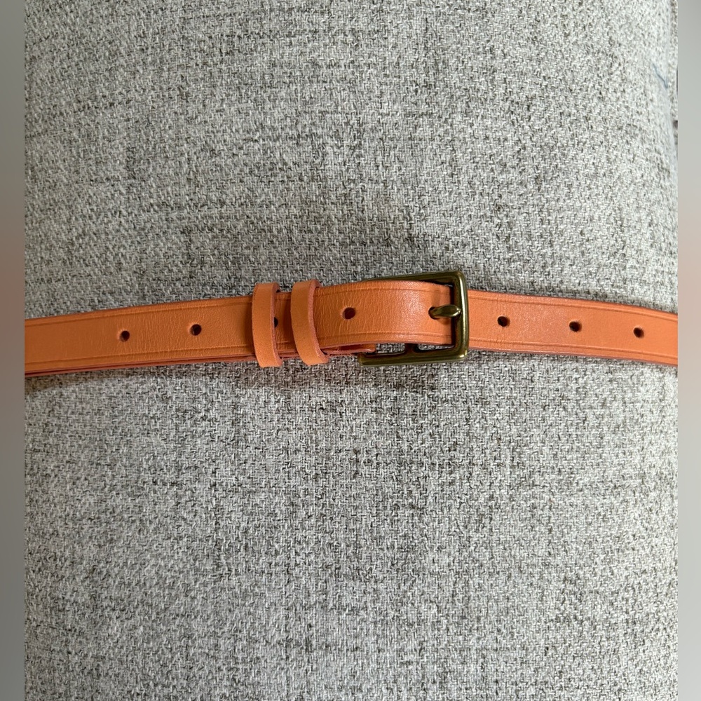 NWOT J Crew Salmon Color Genuine Italian Leather Belt with Metal Buckle